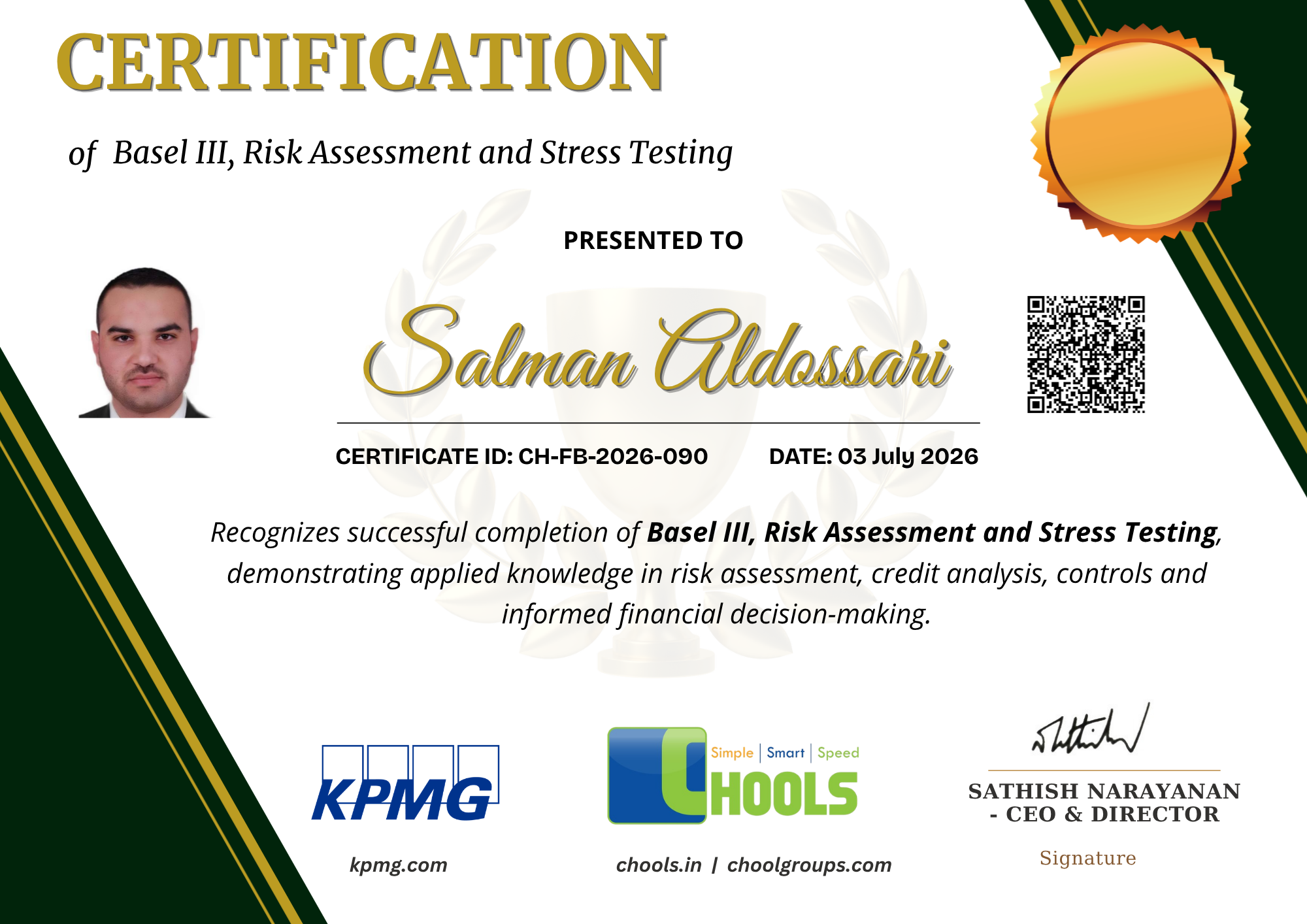 Basel III, Risk Assessment and Stress Testing Certificate